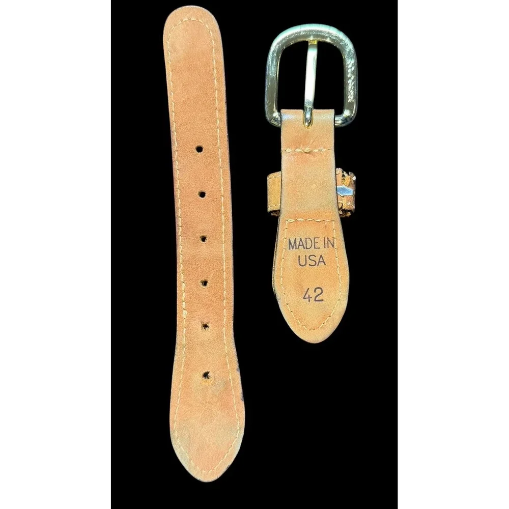 Zep Pro Leather Embroidered Yellow Fin Yellowfin Tuna Belt Mens Size 42 Made USA